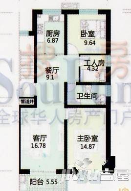 金景苑3室2厅1卫101㎡户型图