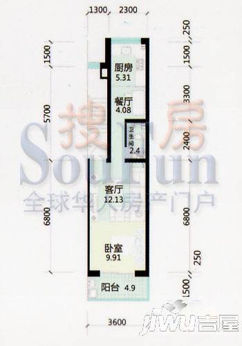 金景苑3室2厅1卫101㎡户型图