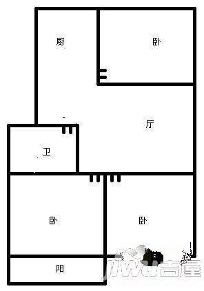 瑞麟公馆2室1厅1卫103㎡户型图