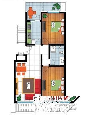 新龙橙堡2室2厅1卫户型图