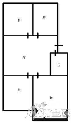 四平新苑3室1厅1卫80㎡户型图