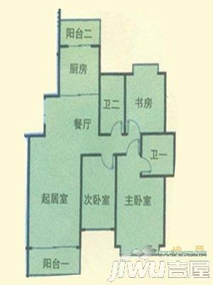 新华怡景园3室2厅1卫95㎡户型图