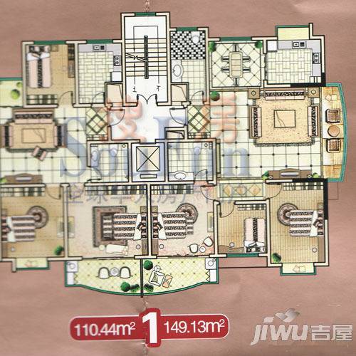 帝景湾3室2厅2卫149.1㎡户型图