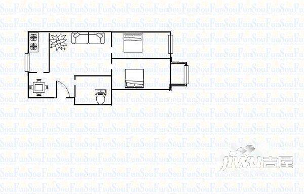 中上虞2室2厅1卫90㎡户型图