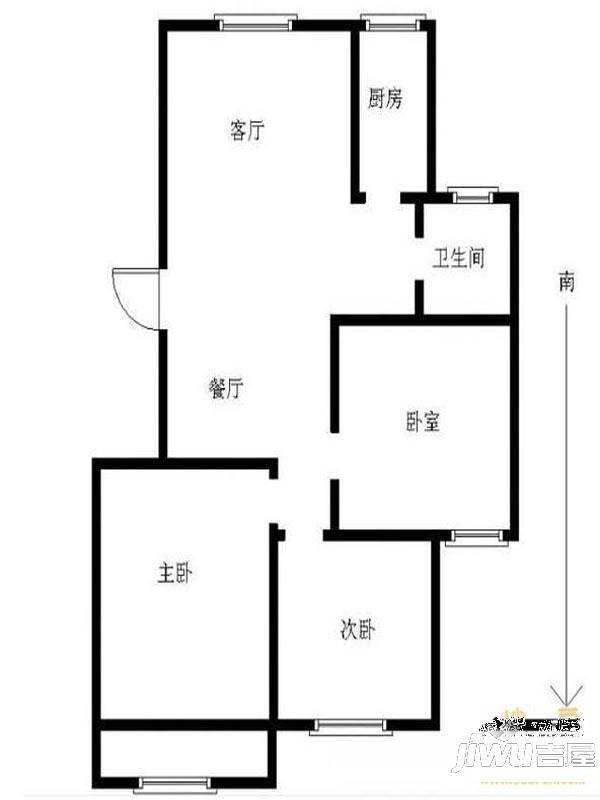 正大家园2室2厅1卫78㎡户型图