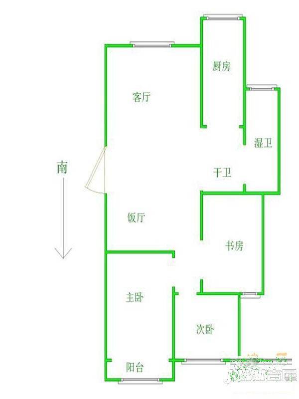 正大家园2室2厅1卫78㎡户型图