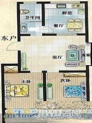 园林小区2室2厅1卫户型图