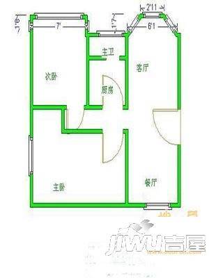 福音小区3室1厅1卫70㎡户型图