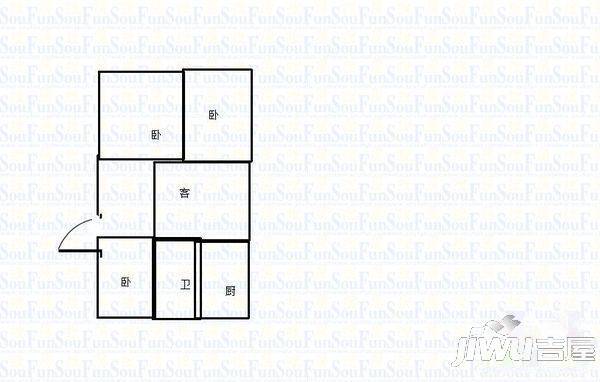 鲁光家园3室1厅1卫86㎡户型图