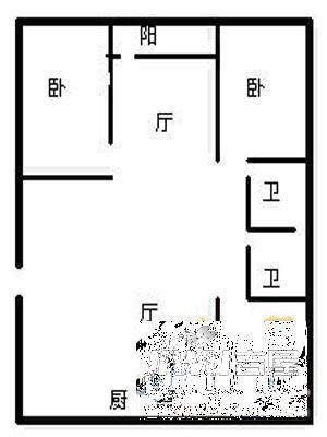 区府东院2室2厅1卫户型图