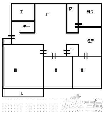 潍坊建工局宿舍3室2厅2卫147㎡户型图