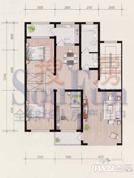 学邻雅园3室2厅1卫150㎡户型图