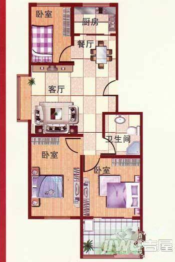 南部怡家3室2厅1卫101.8㎡户型图