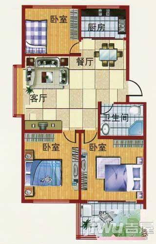 南部怡家3室2厅1卫101.8㎡户型图