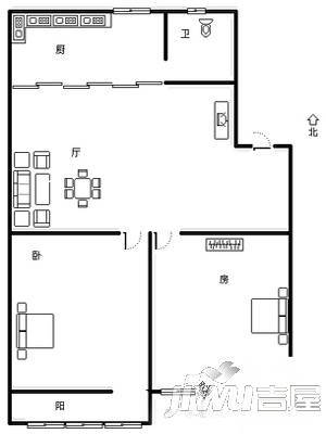 豪园小区2室2厅1卫户型图