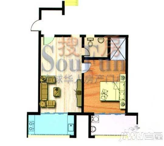 金都家园1室1厅1卫64.9㎡户型图