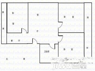 四季花园2室2厅1卫户型图