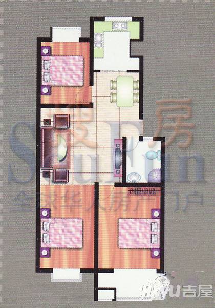 御秀苑3室2厅2卫143㎡户型图