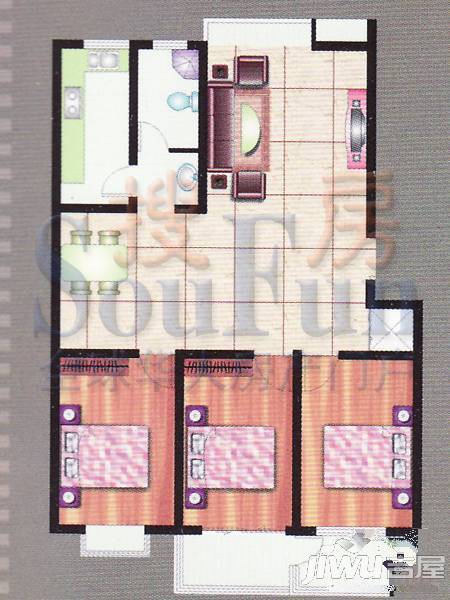 御秀苑3室2厅2卫143㎡户型图