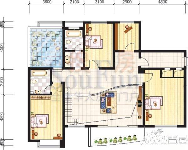 嘉日花园3室2厅2卫135.9㎡户型图