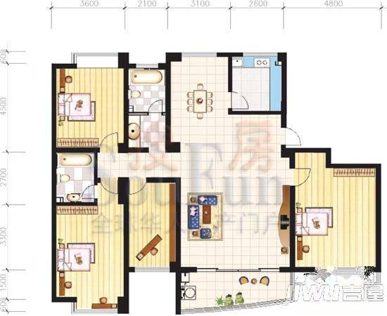 嘉日花园3室2厅2卫135.9㎡户型图