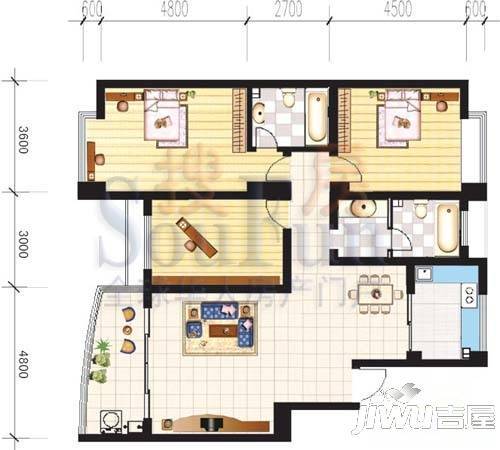 嘉日花园3室2厅2卫135.9㎡户型图