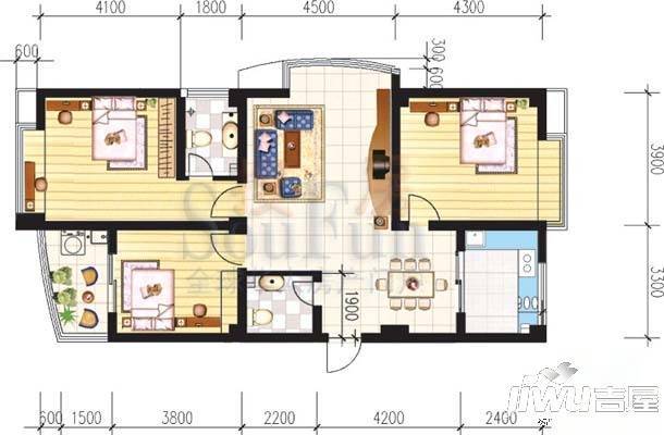 嘉日花园3室2厅2卫135.9㎡户型图