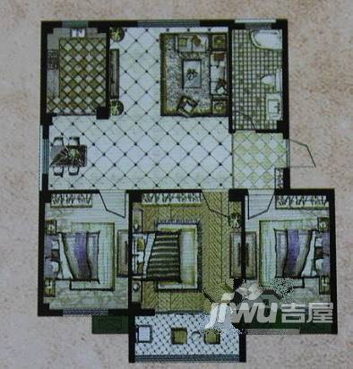 雍翠园3室2厅1卫户型图