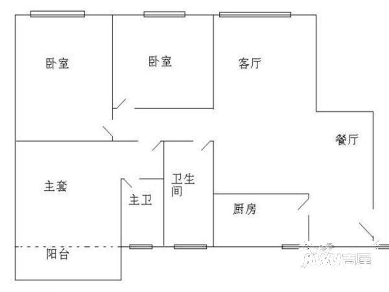 雍翠园3室2厅1卫户型图