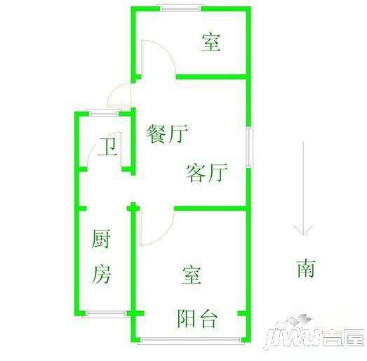 卧龙小区3室1厅1卫72㎡户型图