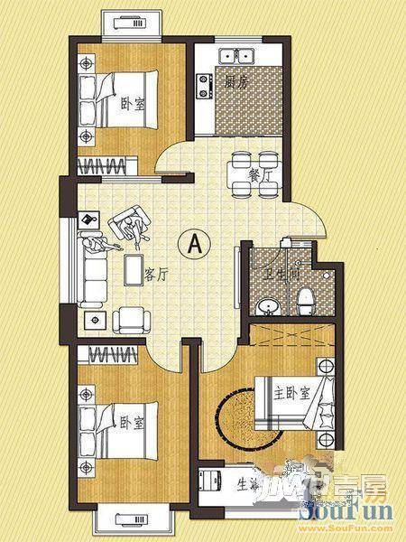 富华新村3室2厅2卫136㎡户型图