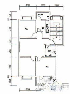 玉清嘉苑2室2厅1卫92㎡户型图