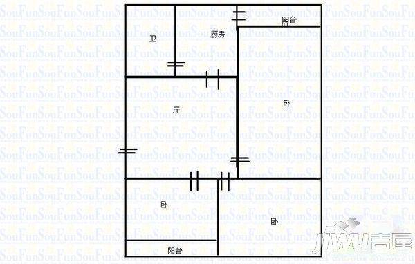 书香苑1室1厅1卫户型图