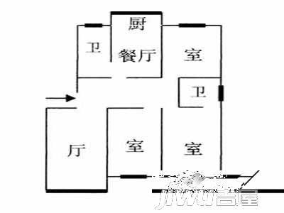 松园子2室2厅1卫户型图