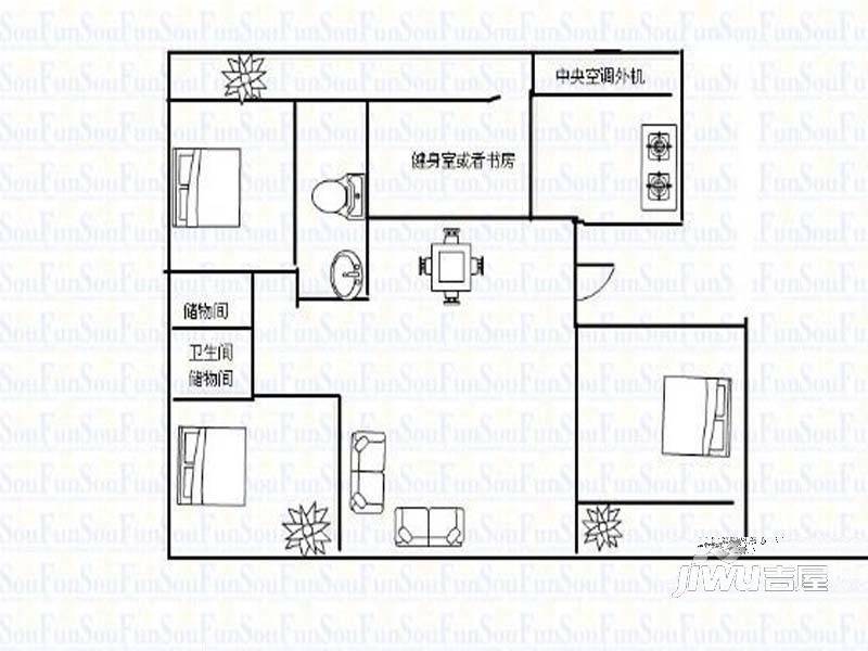 福祥旺角3室1厅1卫106㎡户型图