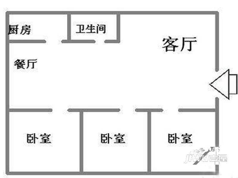 圣基花园1室1厅1卫户型图