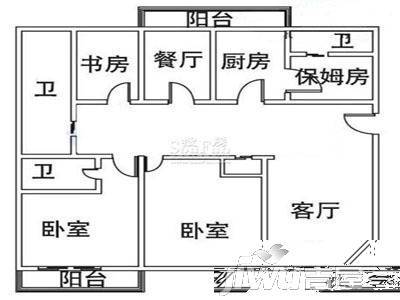 清平花园2室2厅1卫107.9㎡户型图