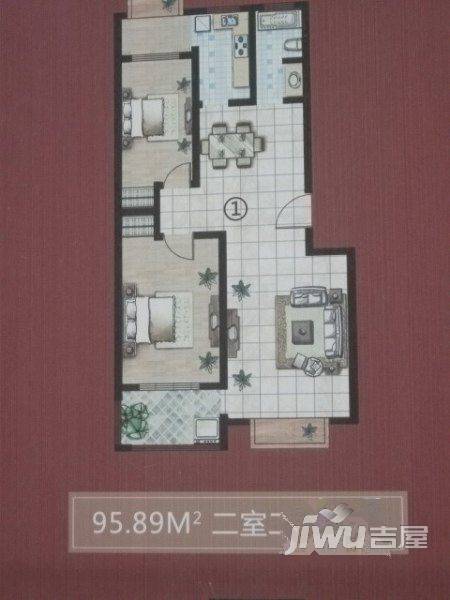 后栾花园2室2厅1卫户型图