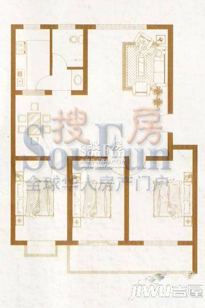 永安花园2室2厅1卫89.7㎡户型图