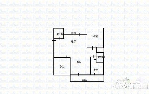 邮电新村2室2厅1卫户型图