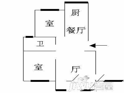 松园子2室2厅1卫户型图