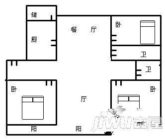 财富鼎园2室2厅1卫户型图