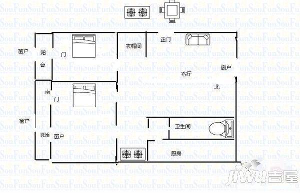 名仕园3室2厅1卫132㎡户型图