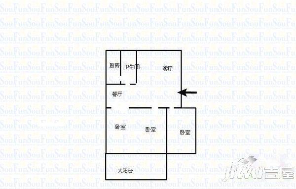 名仕园3室2厅1卫132㎡户型图