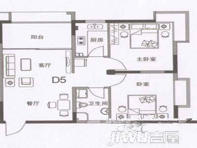 高新花园1室1厅1卫56㎡户型图