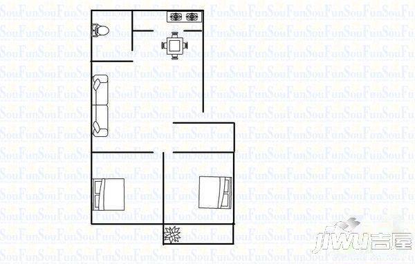 书香苑1室1厅1卫户型图