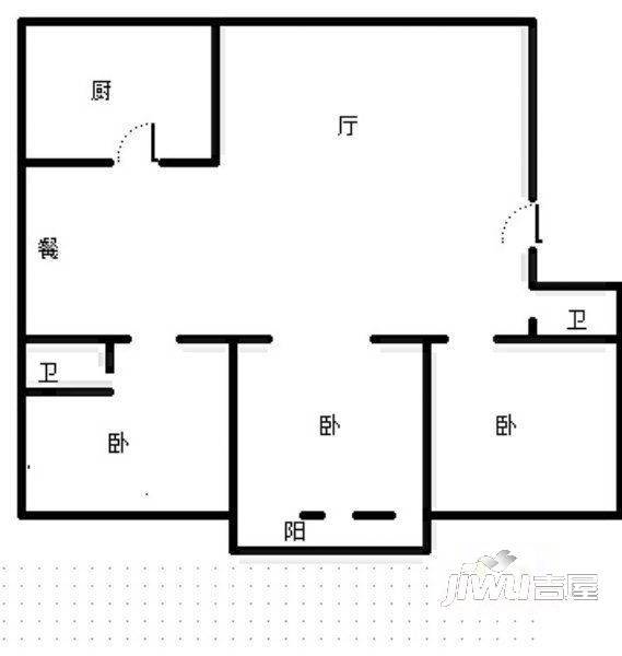 铭海花园3室1厅1卫户型图