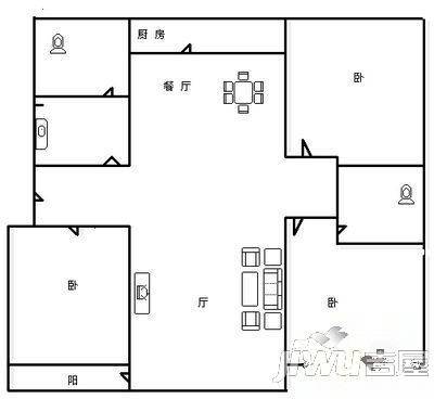 富华新村3室2厅2卫136㎡户型图