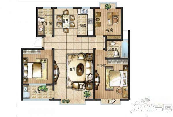 五洲佳苑4室2厅2卫181㎡户型图