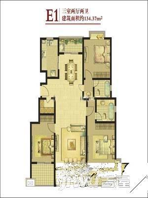 康桥水岸3室2厅2卫150㎡户型图